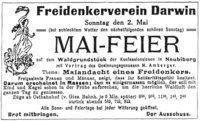 Einladung zur Maifeier des Freidenkervereins