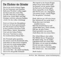 Spottgedicht auf die Reaktion der Obrigkeit zu den 1.Maifeiern